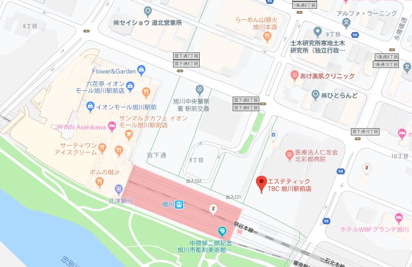エステティックTBC旭川駅前店地図