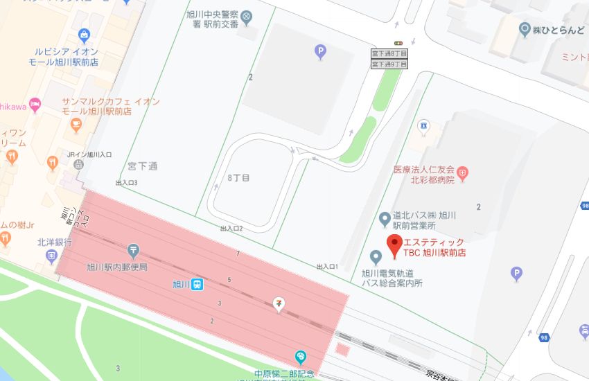 エステティックTBC旭川駅前店地図