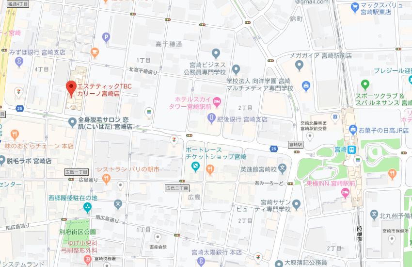 エステティックTBCカリーノ宮崎店地図