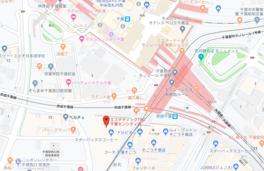 エステティックTBC千葉センシティ店地図