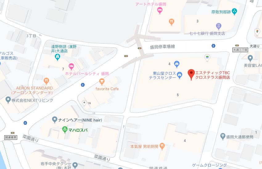 エステティックTBCクロステラス盛岡店地図