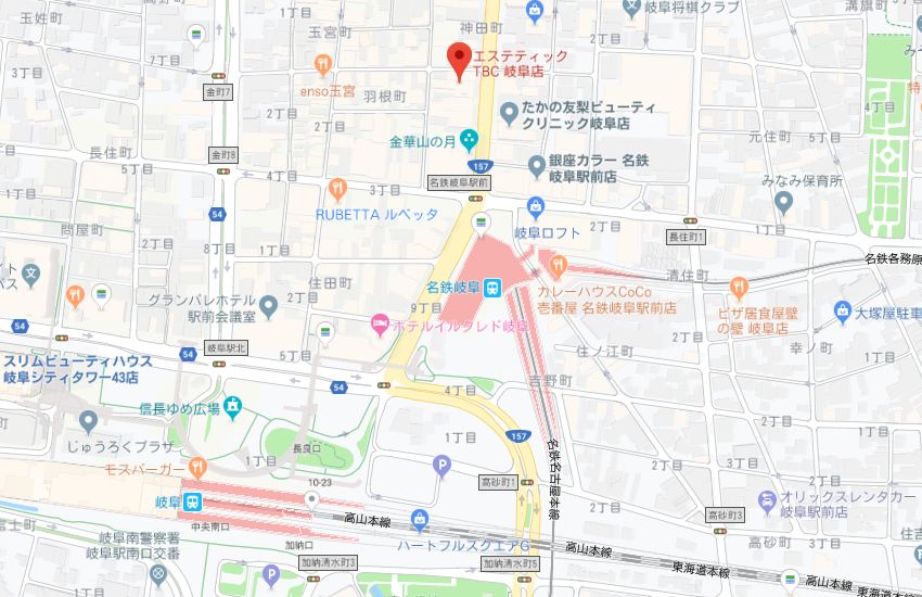 エステティックTBC岐阜店地図
