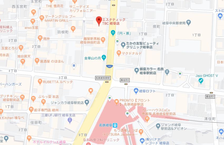 エステティックTBC岐阜店地図