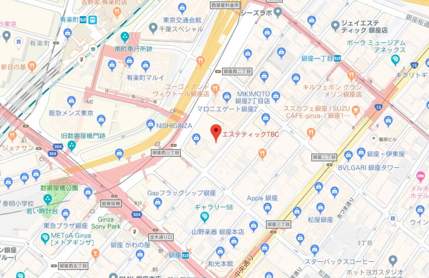 エステティックTBC銀座店地図