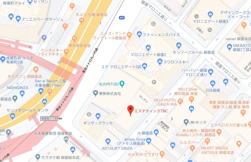 エステティックTBC銀座店地図