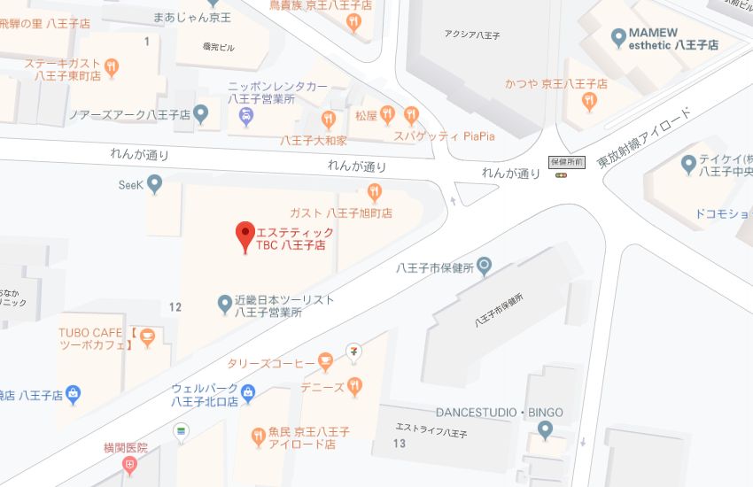 エステティックTBC八王子店地図
