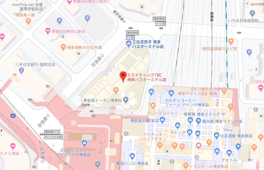 エステティックTBC博多バスターミナル店地図