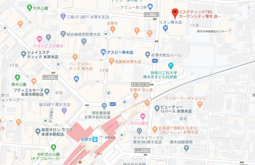 エステティックTBCガーデンシティ厚木店地図