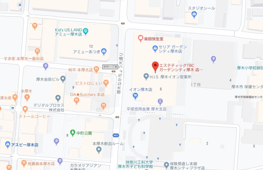 エステティックTBCガーデンシティ厚木店地図