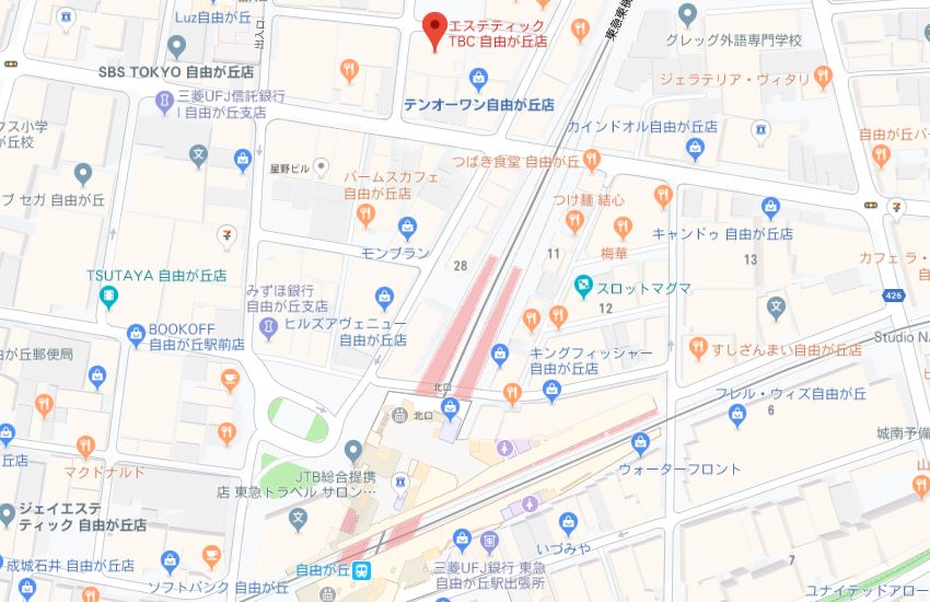 エステティックTBC自由が丘店地図