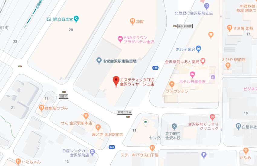 エステティックTBC金沢ヴィサージュ店地図