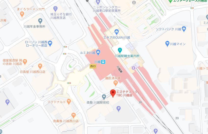 エステティックTBC川越店地図