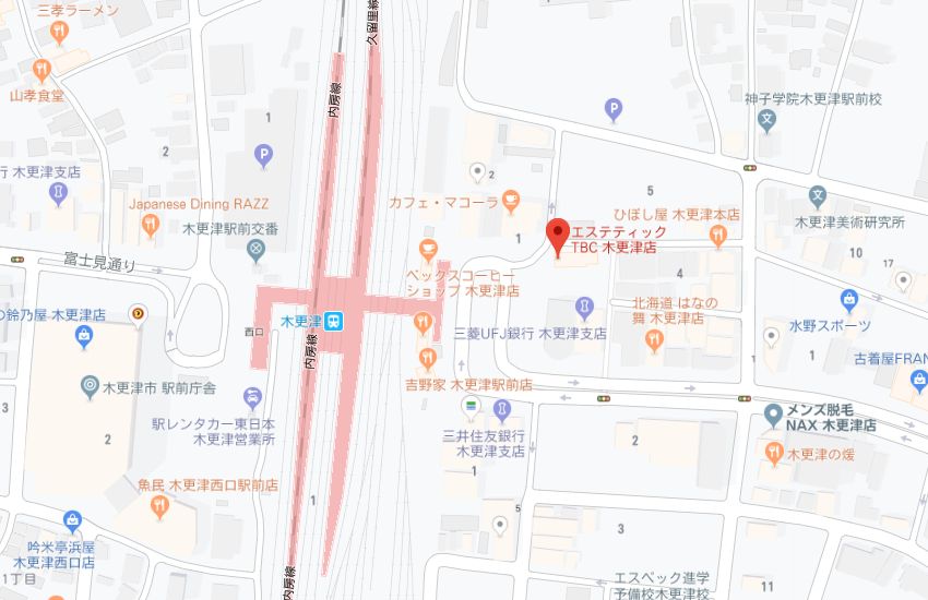 エステティックTBC木更津店地図