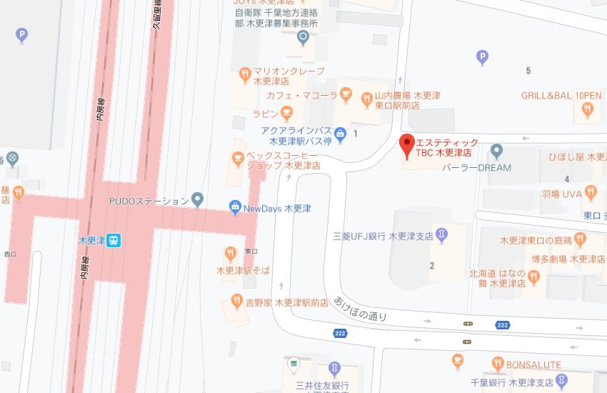 エステティックTBC木更津店地図