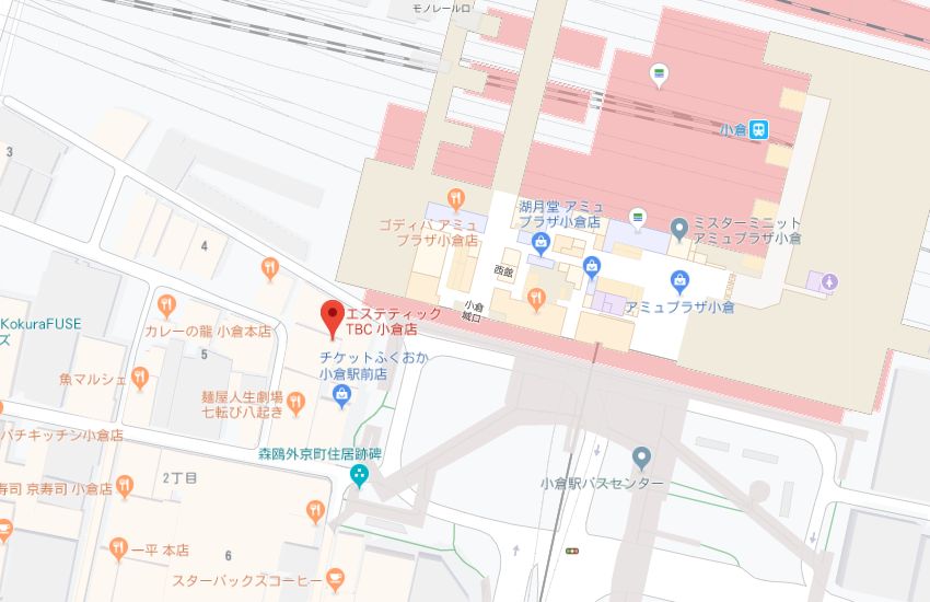 エステティックTBC小倉店地図