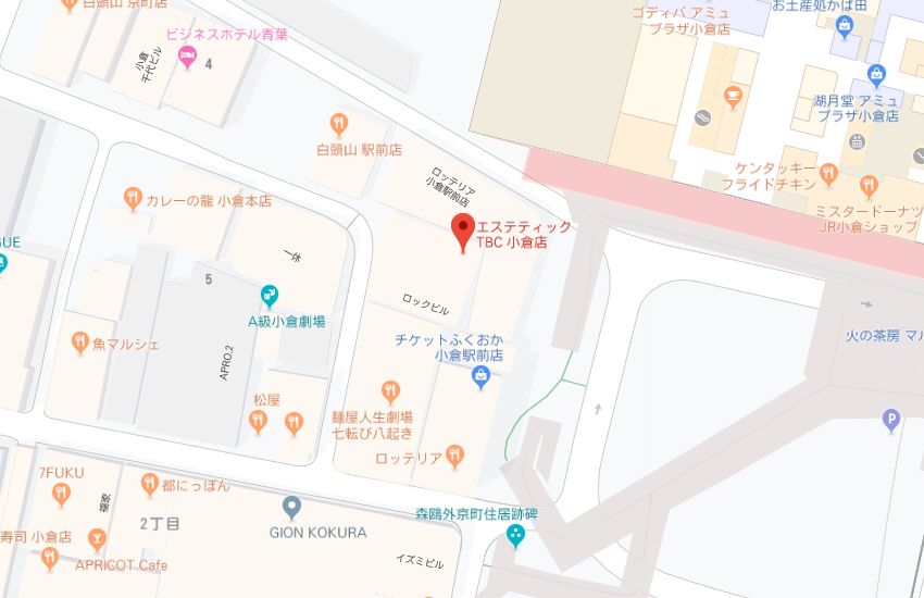 エステティックTBC小倉店地図