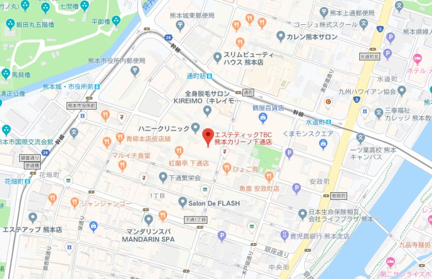 エステティックTBC熊本カリーノ下通店地図