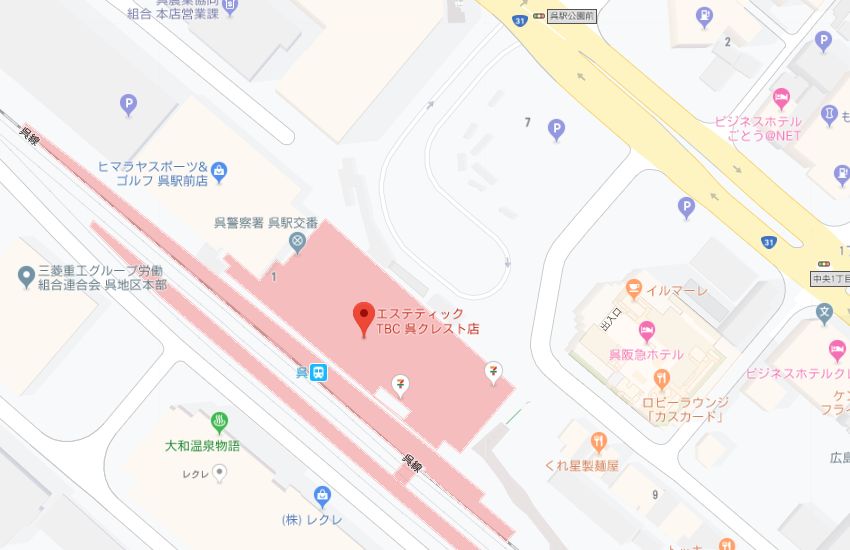 エステティックTBC呉クレスト店地図