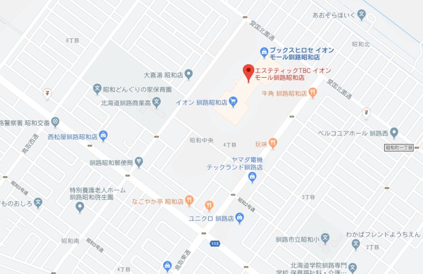エステティックTBCイオンモール釧路昭和店地図
