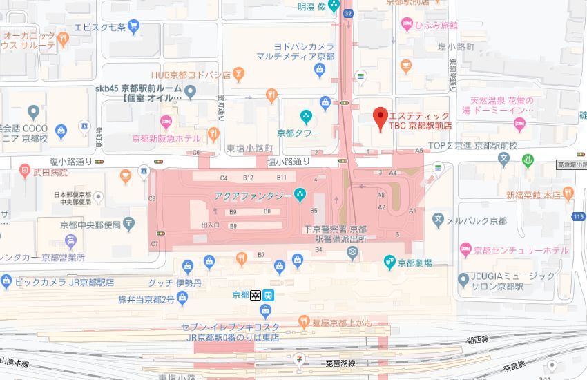 エステティックTBC京都駅前店地図