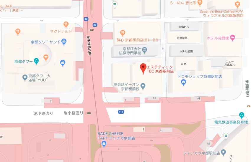 エステティックTBC京都駅前店地図