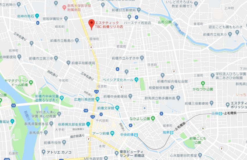 エステティックTBC前橋リリカ店地図