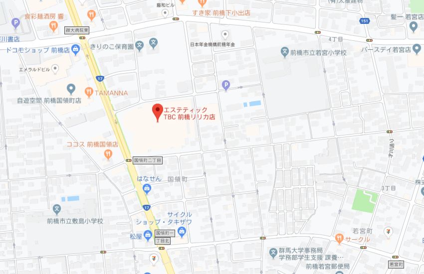 エステティックTBC前橋リリカ店地図