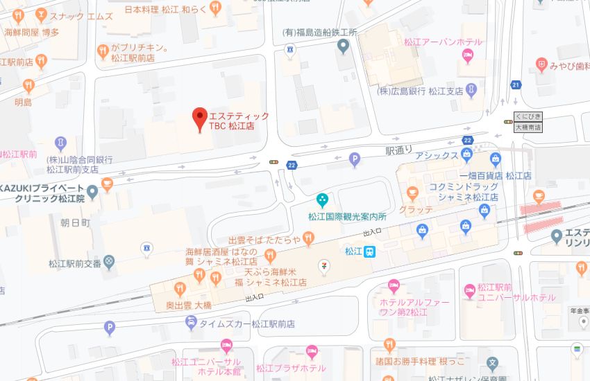 エステティックTBC松江店地図