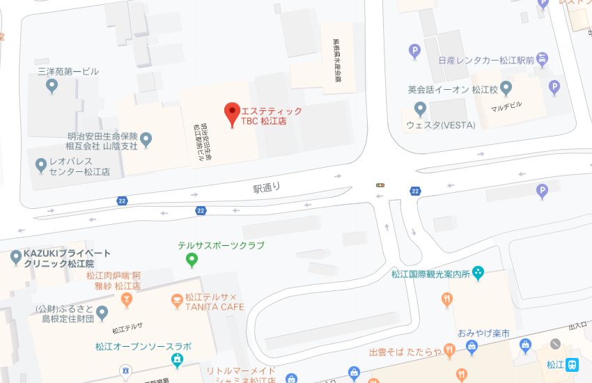 エステティックTBC松江店地図