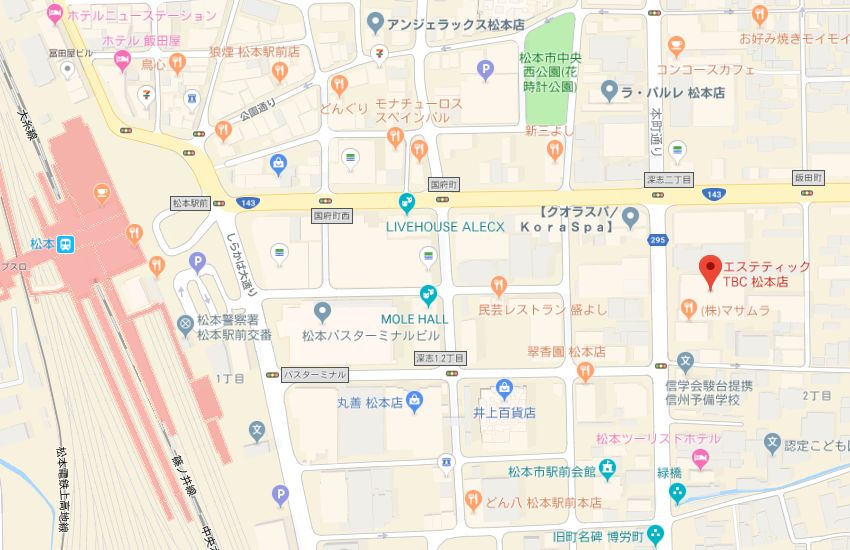 エステティックTBC松本店地図