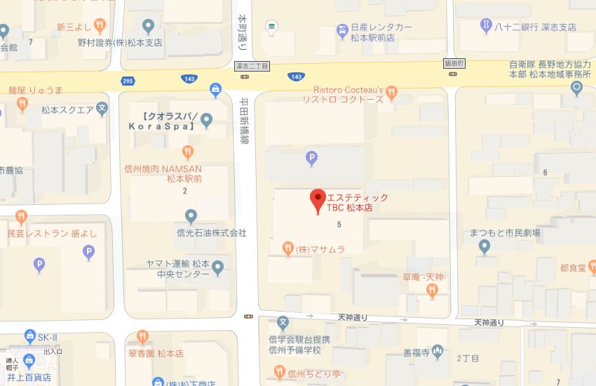 エステティックTBC松本店地図