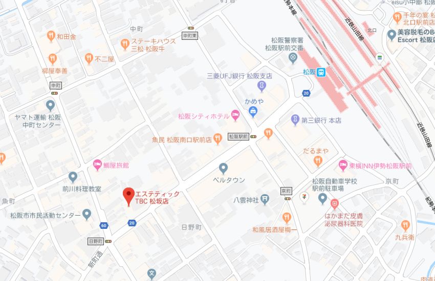 エステティックTBC松阪店地図