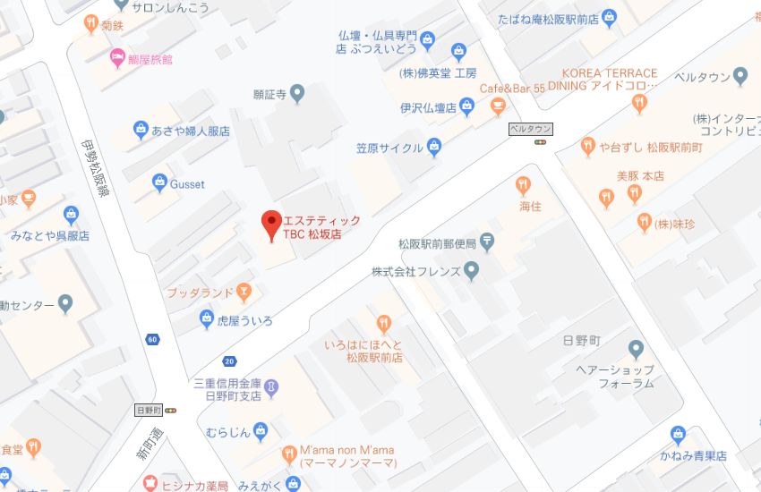 エステティックTBC松阪店地図