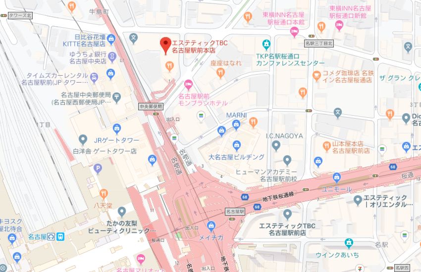 エステティックTBC名古屋駅前本店地図