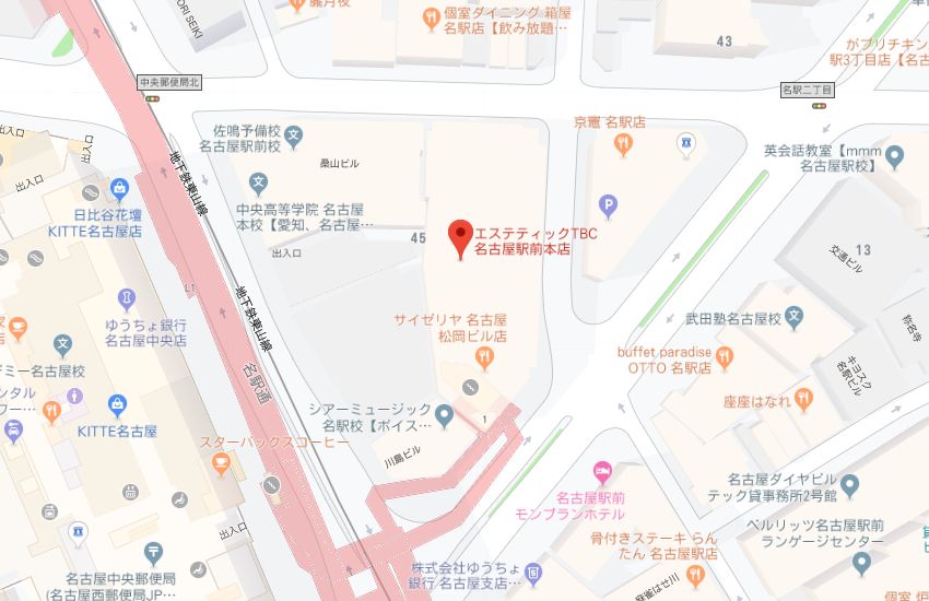 エステティックTBC名古屋駅前本店地図