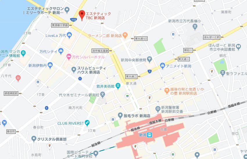 エステティックTBC新潟店地図