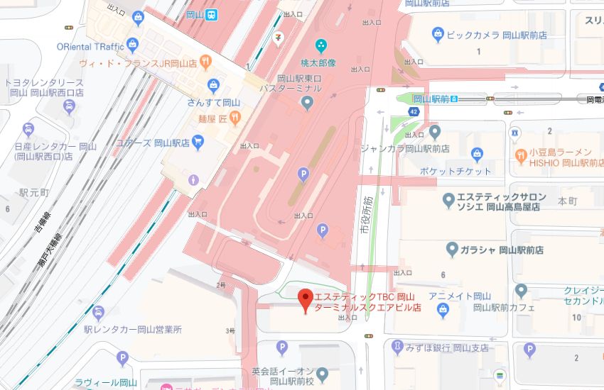 エステティックTBC岡山ターミナルスクエアビル店地図