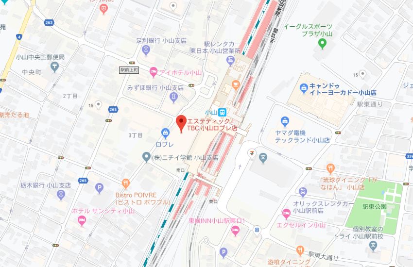エステティックTBC小山ロブレ店地図