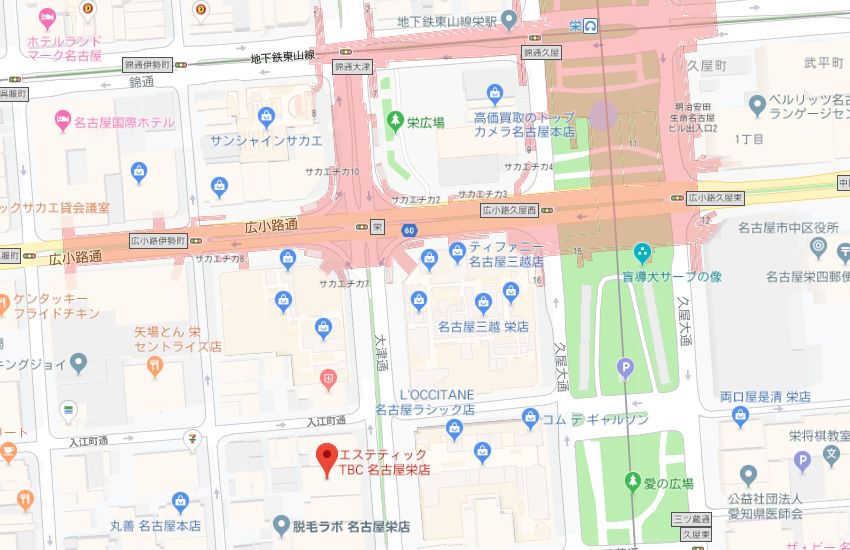 エステティックTBC名古屋栄店地図