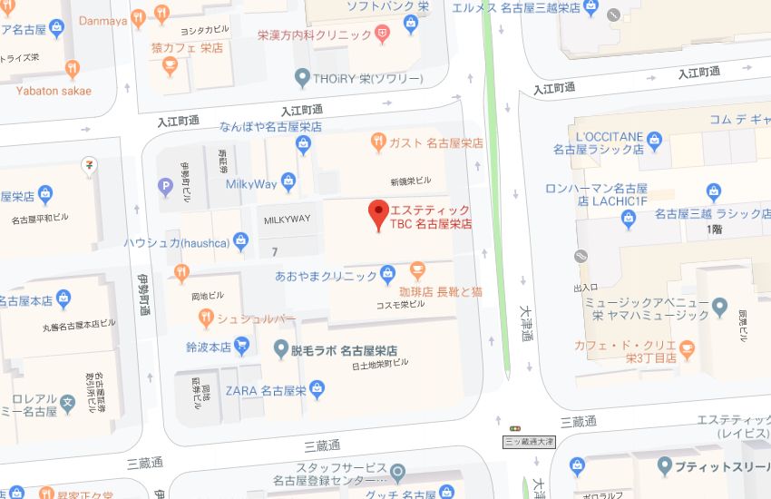 エステティックTBC名古屋栄店地図