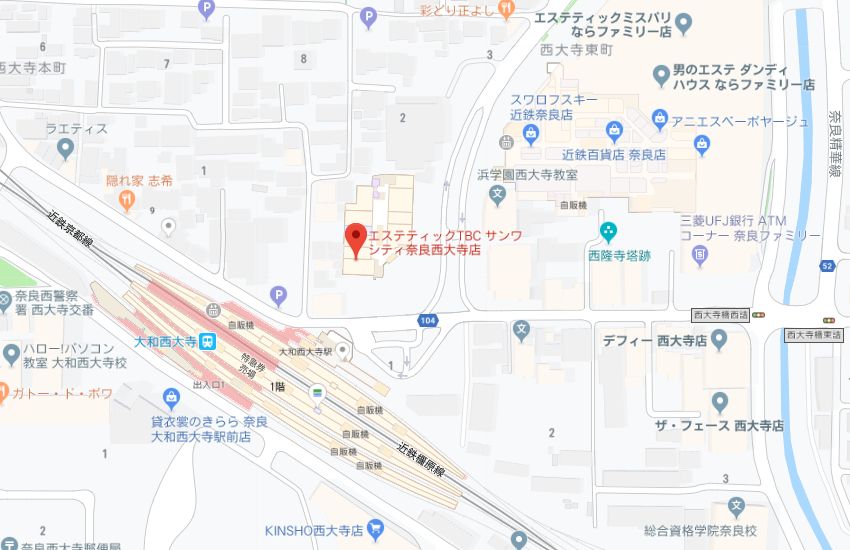 エステティックTBCサンワシティ奈良西大寺店地図