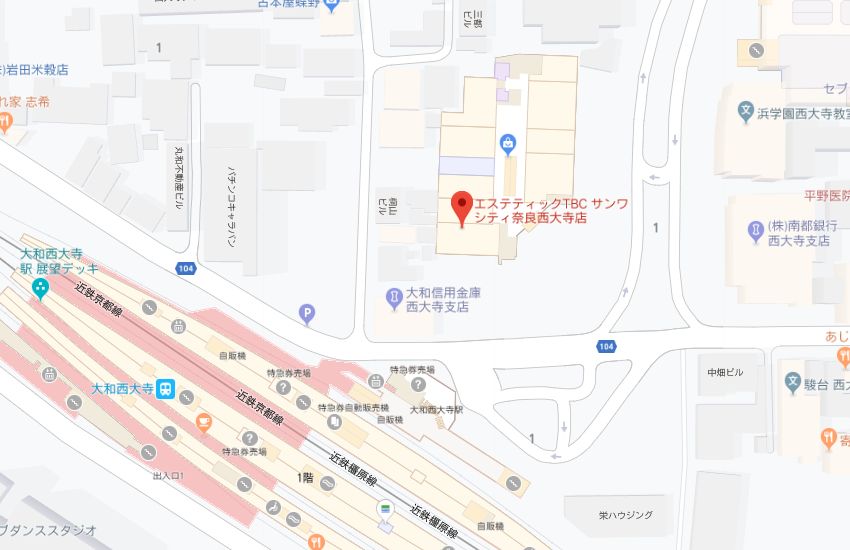 エステティックTBCサンワシティ奈良西大寺店地図