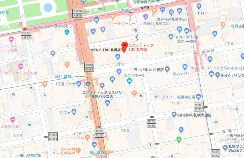 エステティックTBC札幌本店地図