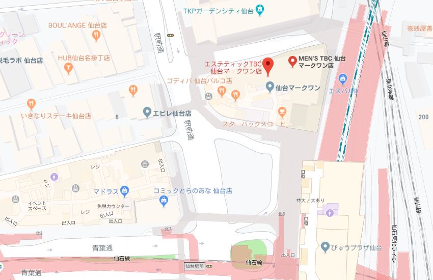 エステティックTBC仙台マークワン店地図