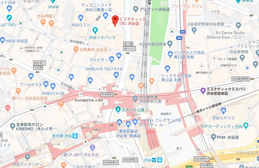 エステティックTBC渋谷店地図