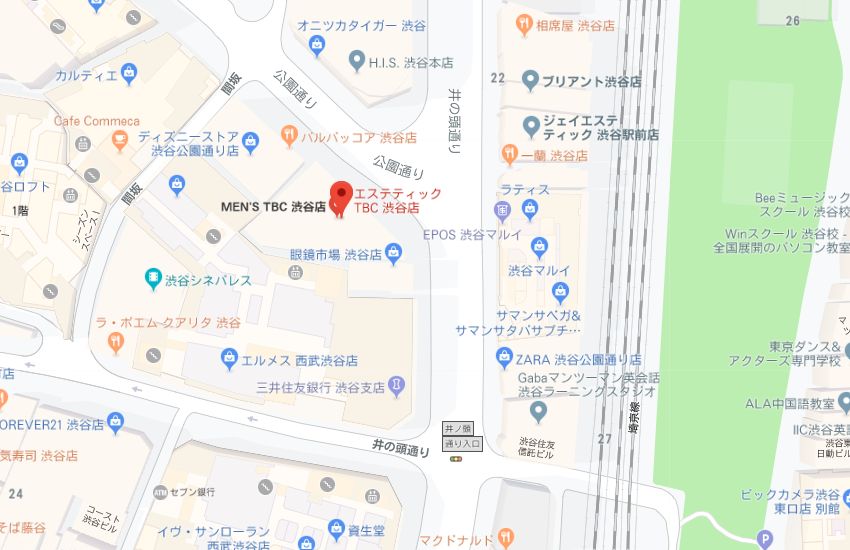 エステティックTBC渋谷店地図