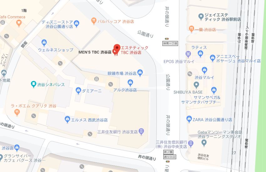 エステティックTBC渋谷店地図