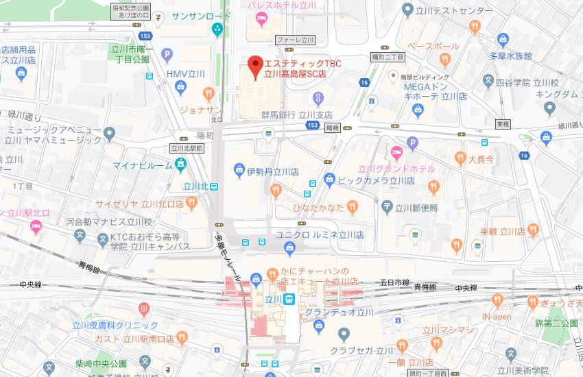 エステティックTBC立川高島屋SC店地図