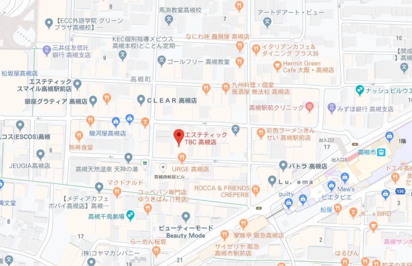 エステティックTBC高槻店地図