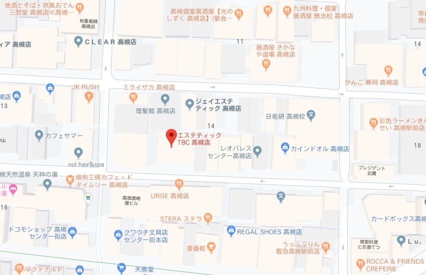 エステティックTBC高槻店地図